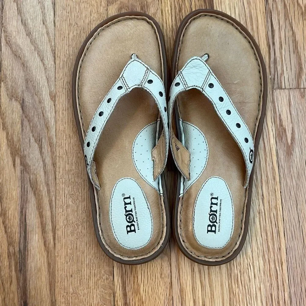Born Women Cream Ivory Leather Sandal Women’s Size 7